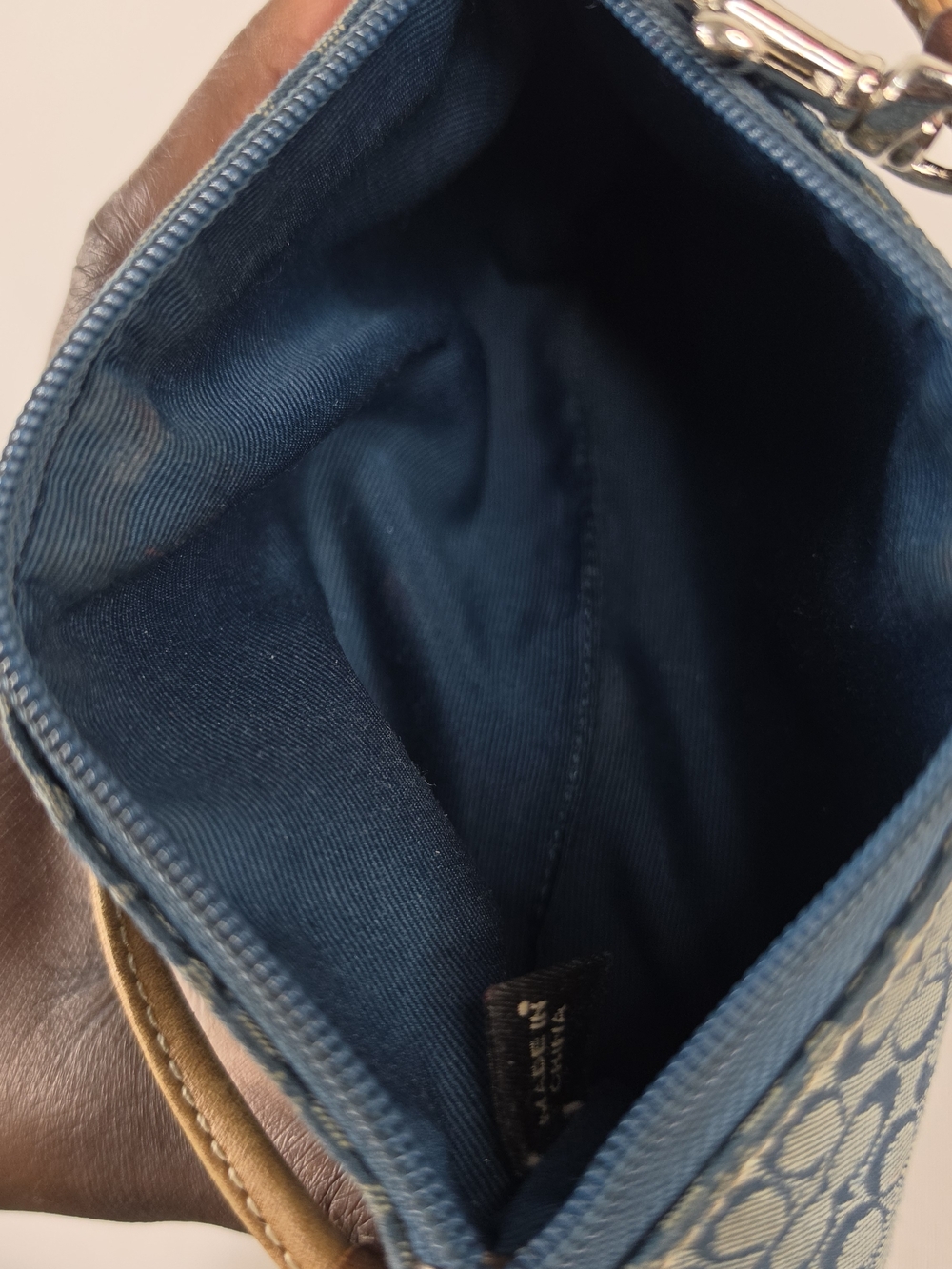 Coach Vintage Y2K Denim Suede Signature Wristlet Pouch Blue Small - Picture 3 of 11